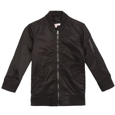 Boys' black longline bomber jacket